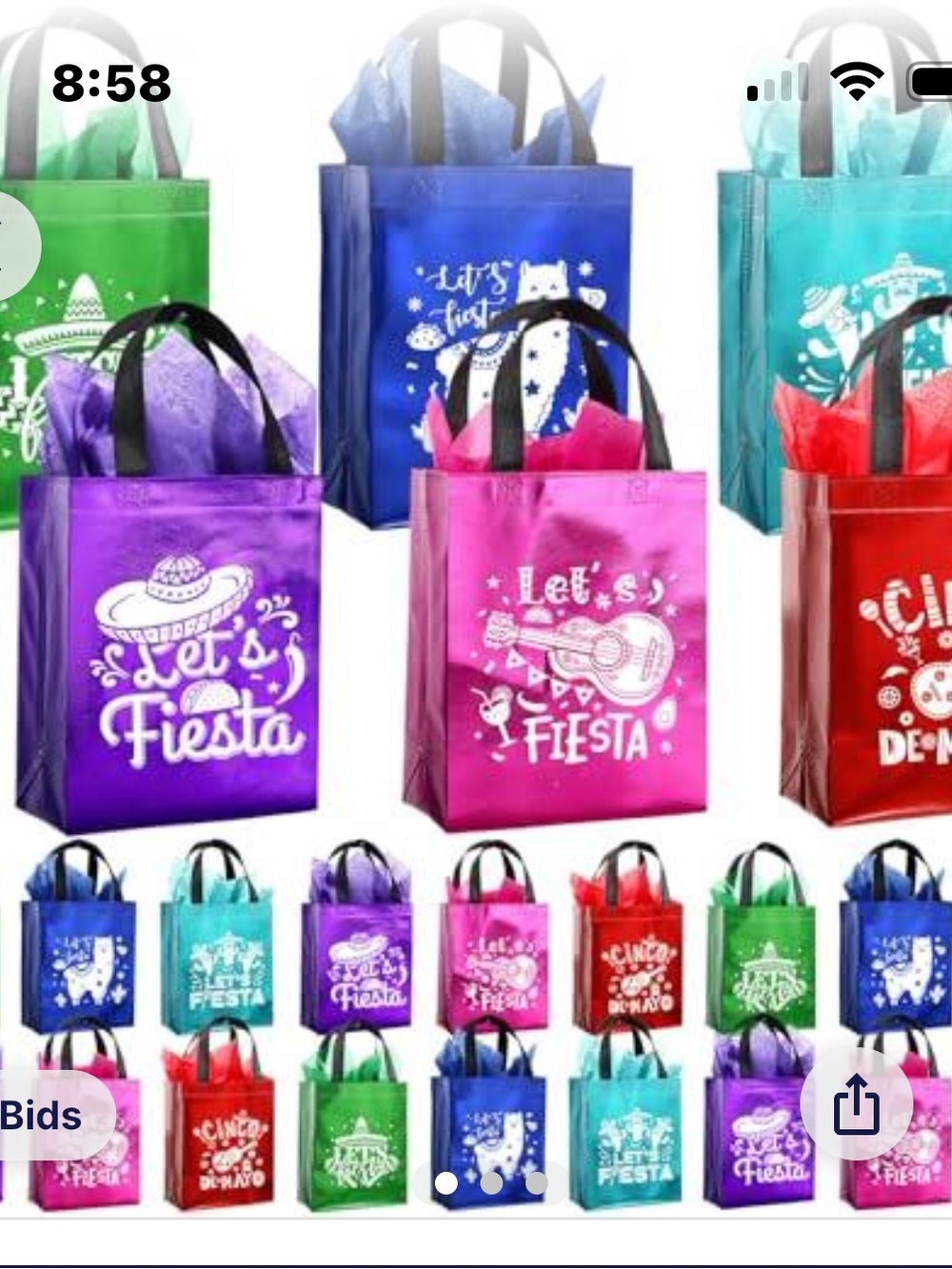 Assorted Fiesta Party Favor Bags - Bright Assorted Colors (Set)